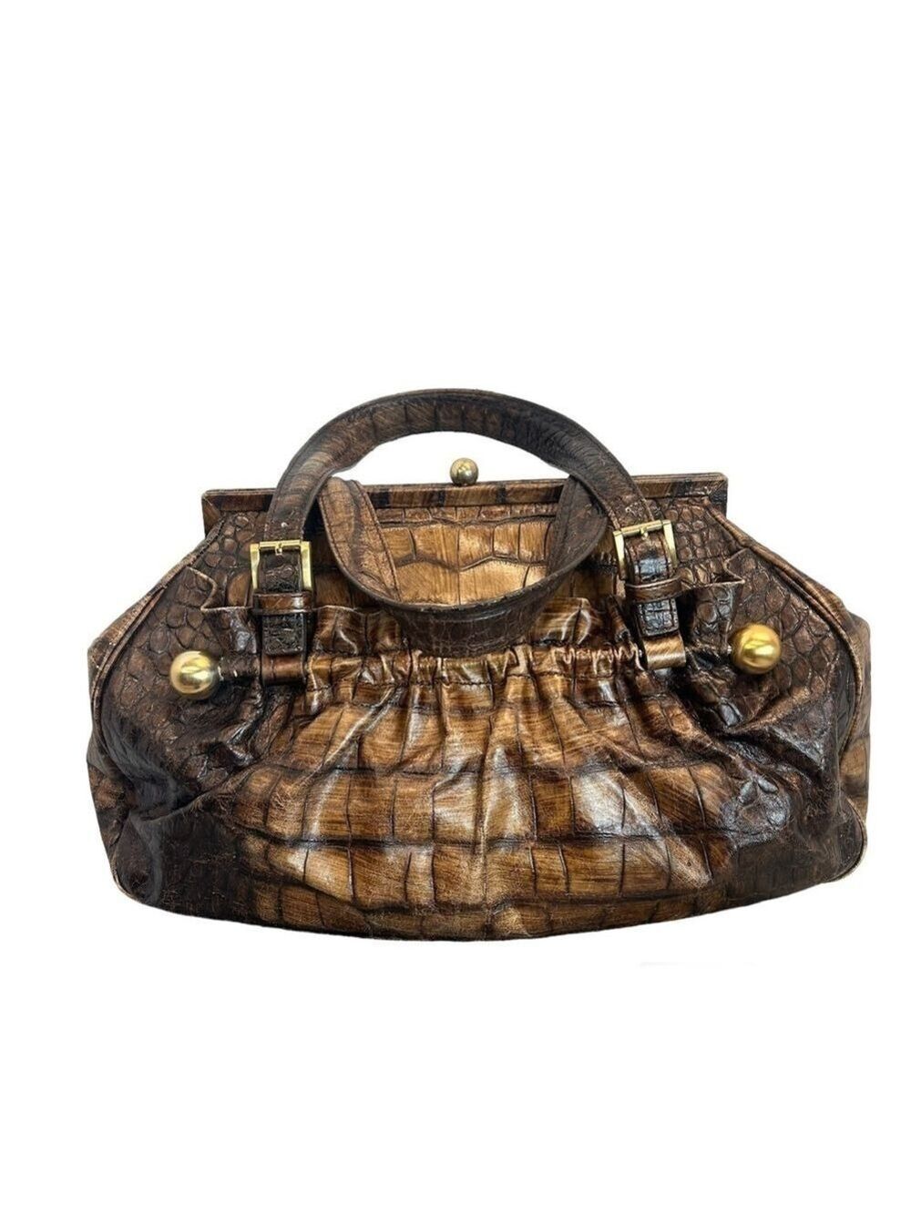 SONDRA Roberts brown croc embossed bag purse